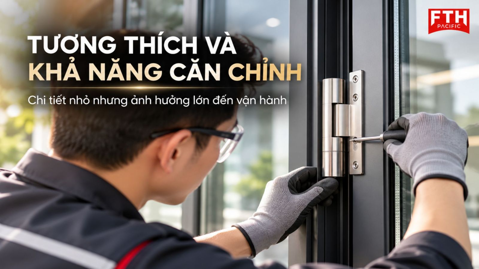 Bản lề cần tương thích với profile nhôm và có khả năng căn chỉnh phù hợp để duy trì vị trí cánh và khả năng vận hành ổn định.