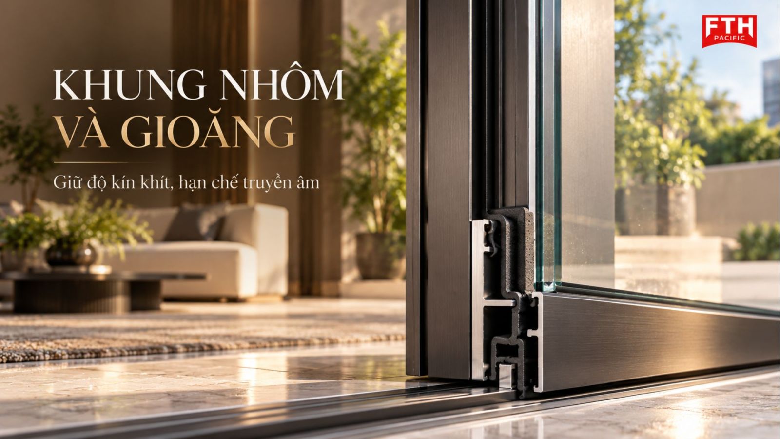 Khung nhôm và gioăng kín khít góp phần hạn chế truyền âm qua khe hở